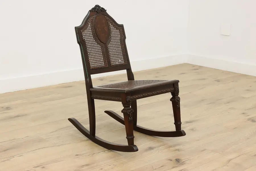 Photo of French Design Antique Carved Mahogany Rocking Chair, Chicago