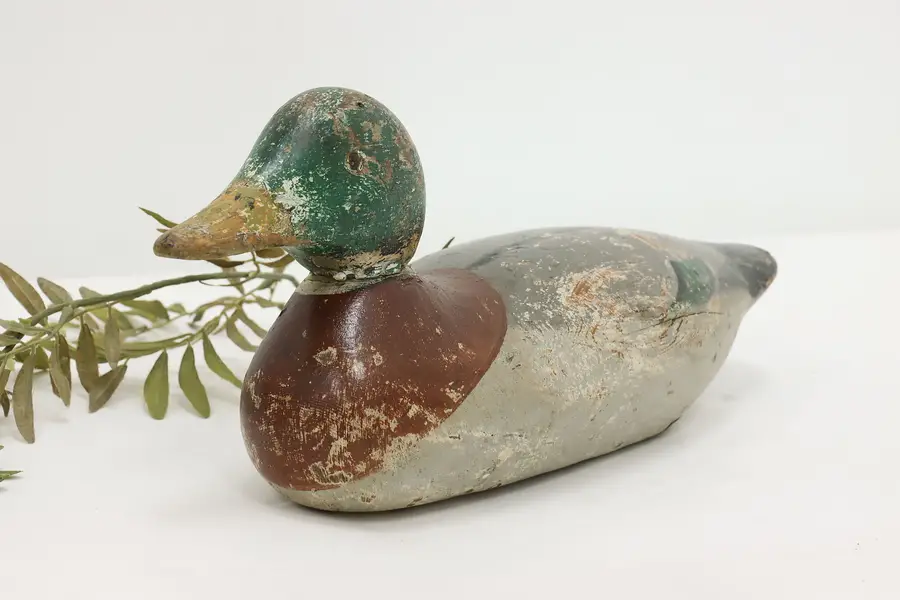 Photo of Farmhouse Sculpture Vintage Carved & Painted Duck Decoy