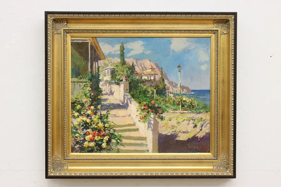 Photo of Ocean Villa Capri Vintage Original Oil Painting Tolick 32"