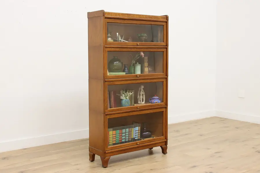 Photo of Arts & Crafts Antique Oak 4 Stack Lawyer Bookcase, Weis
