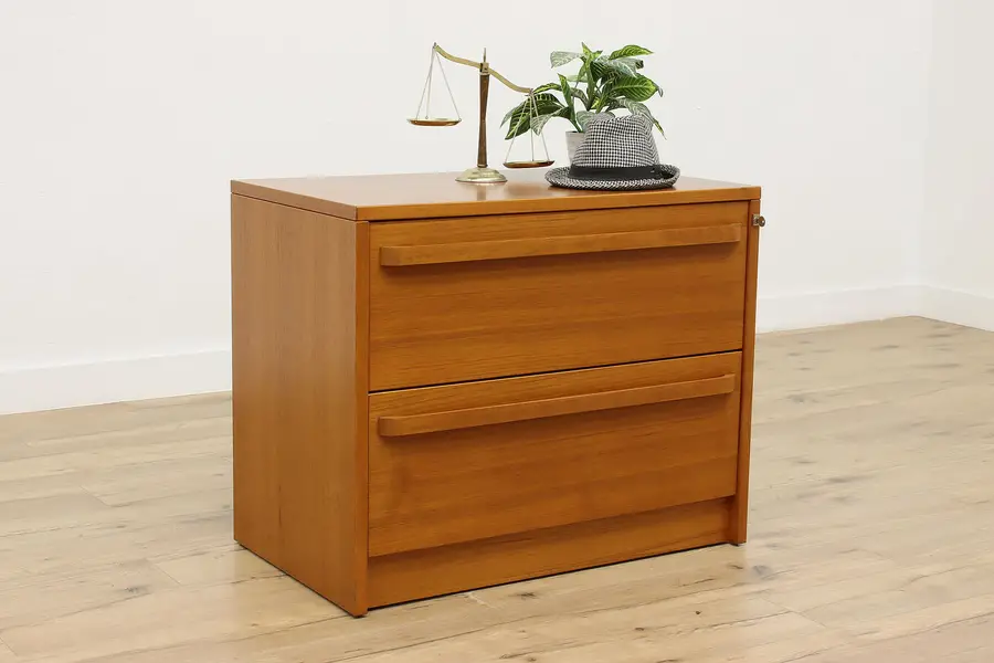 Photo of Midcentury Modern Vintage Teak 2 Drawer Lateral File Cabinet