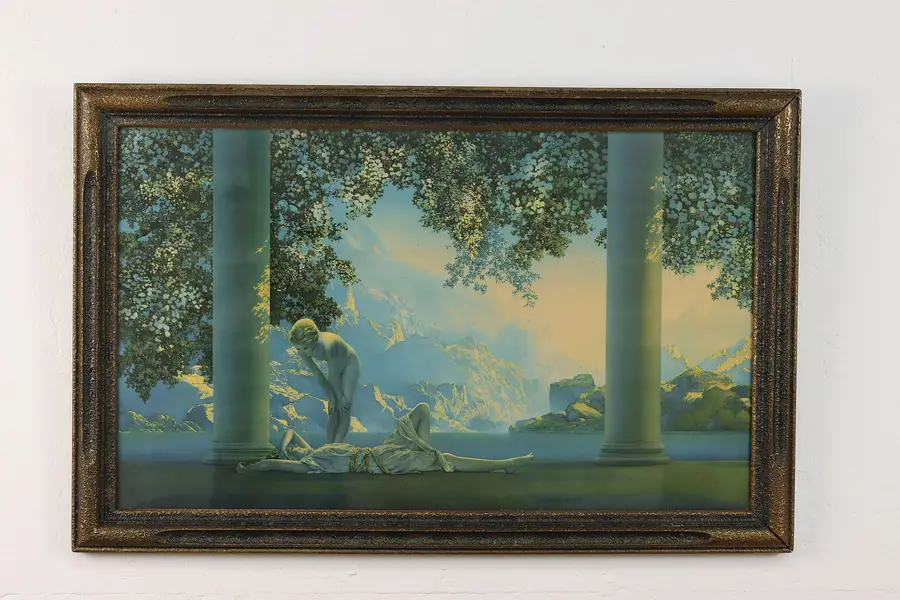 Photo of Daybreak Antique Art Deco Print Maxfield Parrish 33.5"
