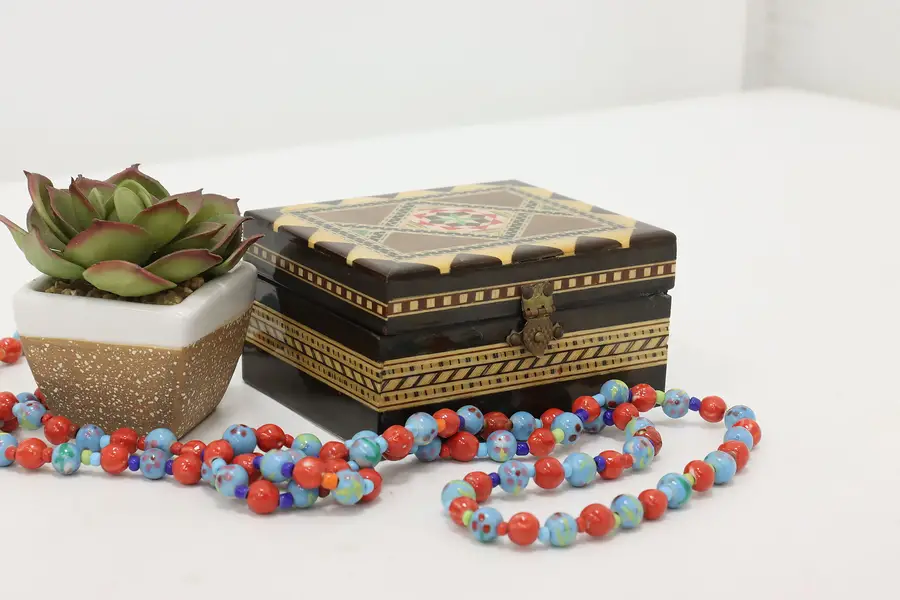 Photo of Middle Eastern Vintage Marquetry & Inlay Jewelry Box