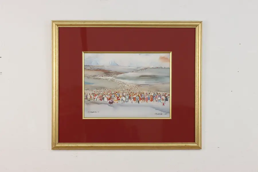 Photo of The People Came Vintage Watercolor Print, Chee 32.5"