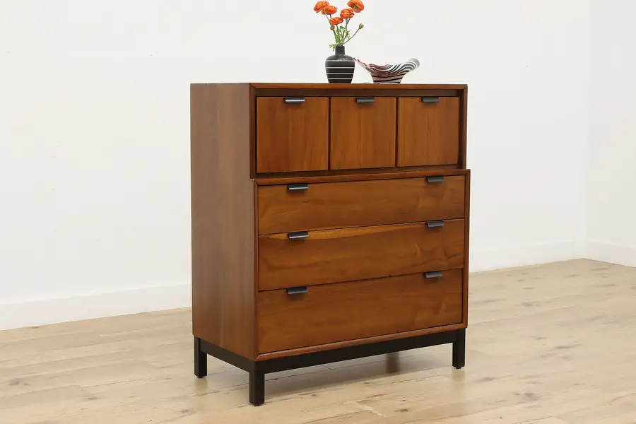 Photo of Midcentury Modern Vintage Walnut Dresser or Chest, Kroehler