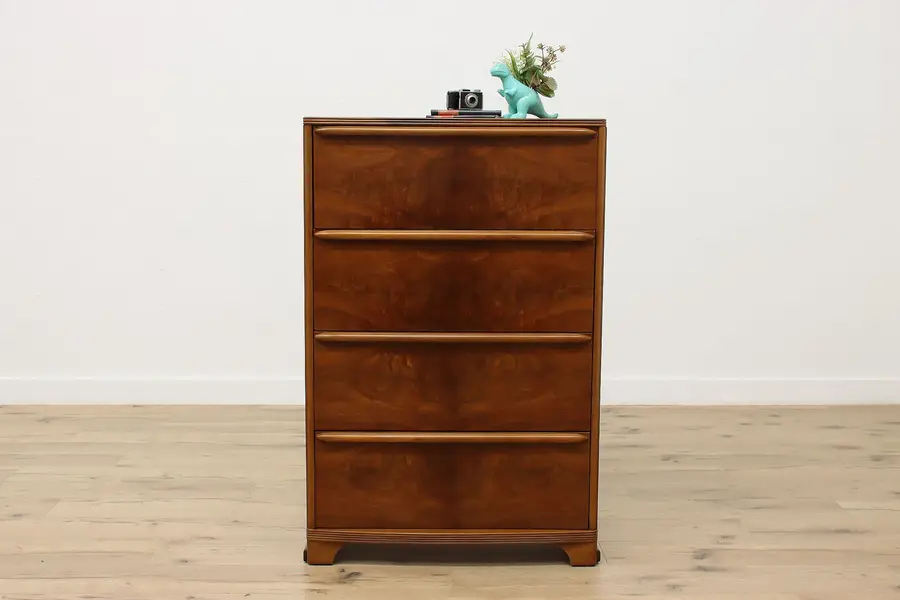 Photo of Art Deco Vintage Walnut Dresser or Tall Chest, Kroehler