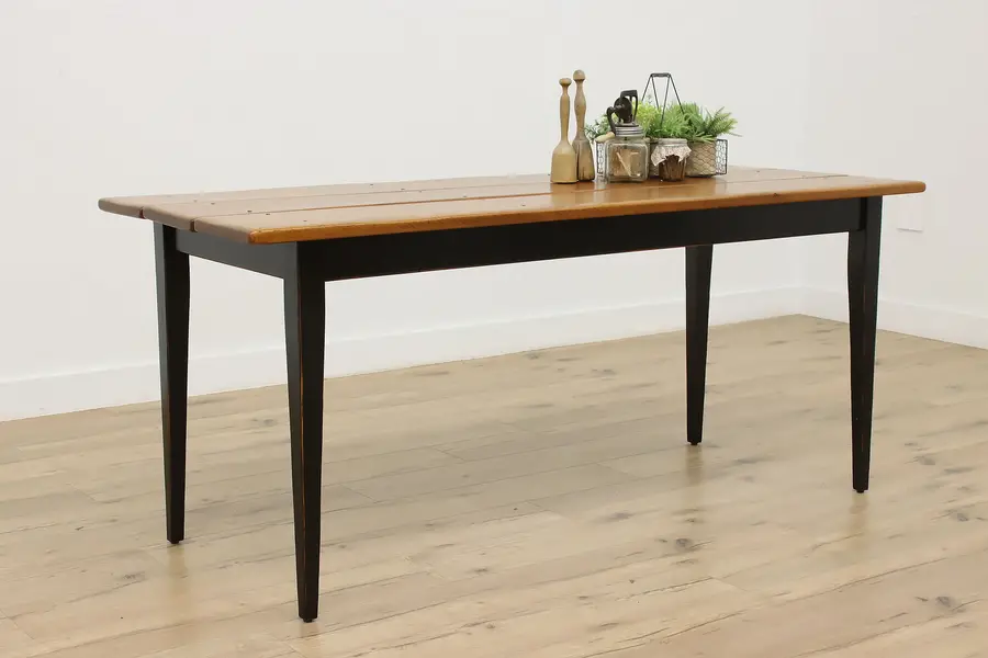 Photo of Farmhouse Vintage Rustic Pine Harvest Dining Kitchen Table