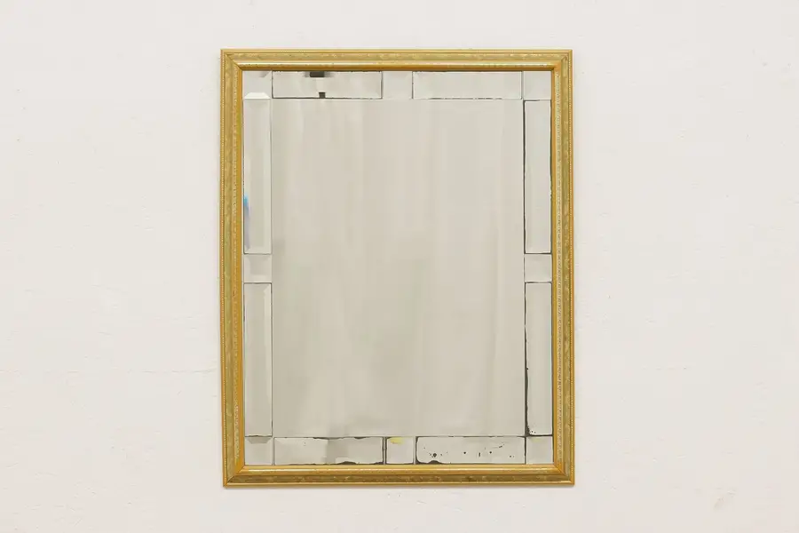 Photo of Beveled Panes Vintage Faux Gold Leaf Mirror