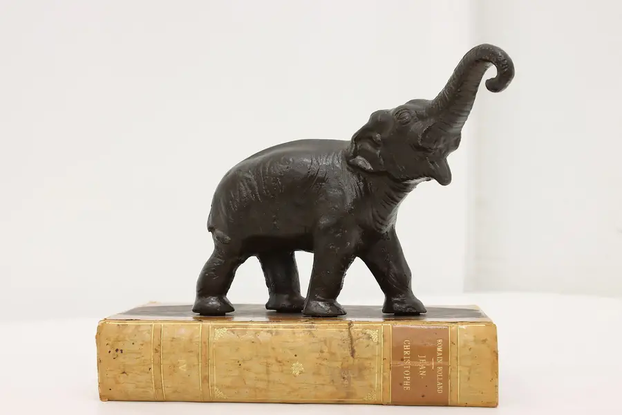 Photo of Painted Cast Iron Antique Elephant Sculpture or Statue