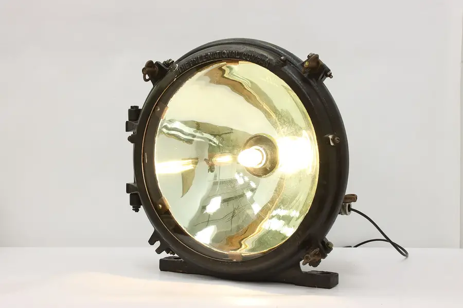 Photo of Railroad Salvage Antique Bronze & Iron Train Headlamp, Pyle