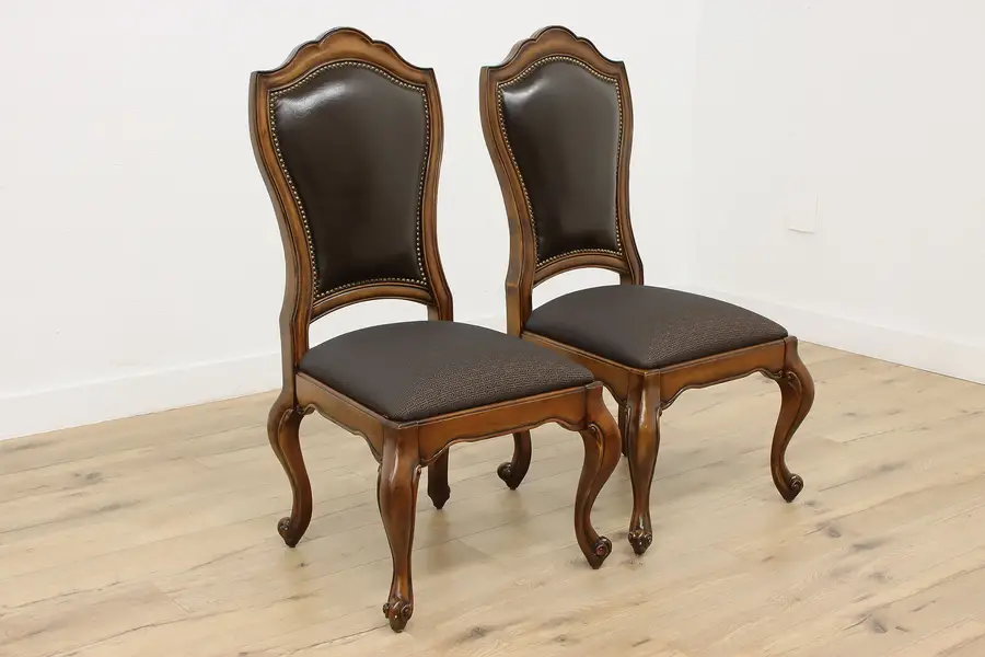 Photo of Pair of French Provincial Vintage Carved Birch Dining Chairs