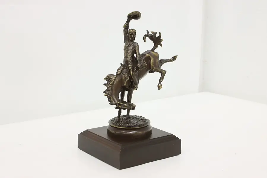 Photo of Staying on Top Vintage Bronze Sculpture Walnut Base Shoop