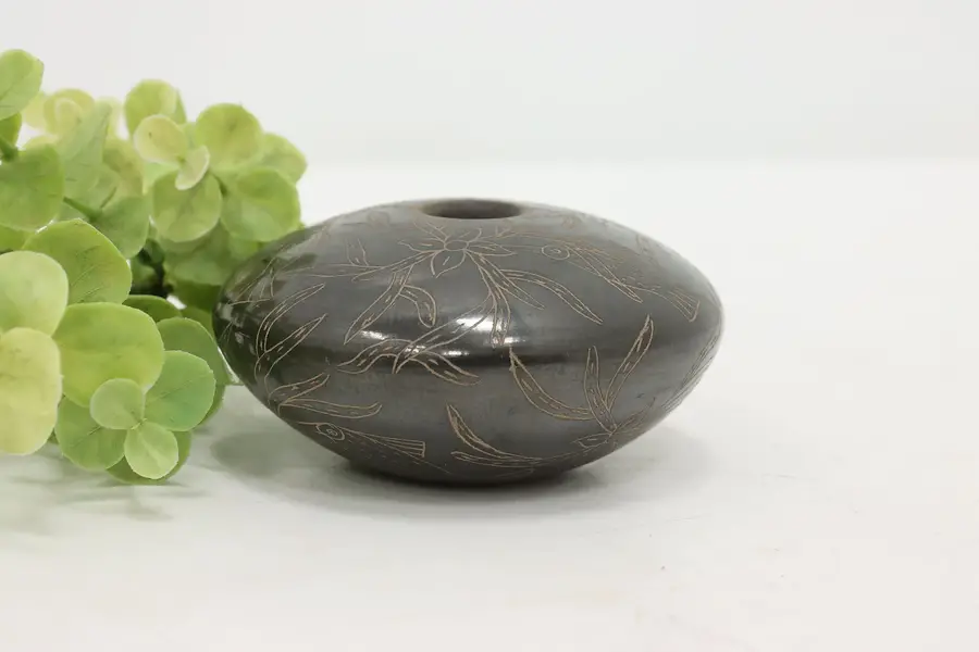 Photo of Mexican Mata Ortiz Blackware Pottery Vase, Signed