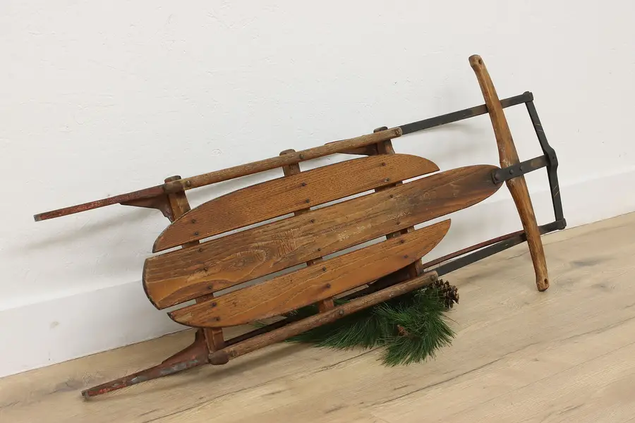 Photo of Farmhouse Antique Ash & Iron Flexible Flyer Sled, Allen
