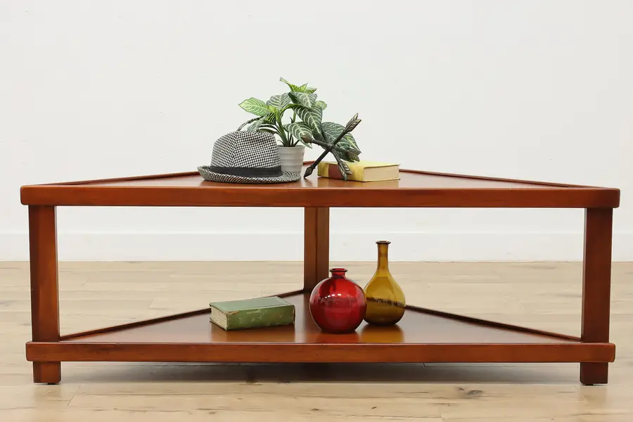 Photo of Farmhouse Pine Midcentury Vintage Corner Table TV Console