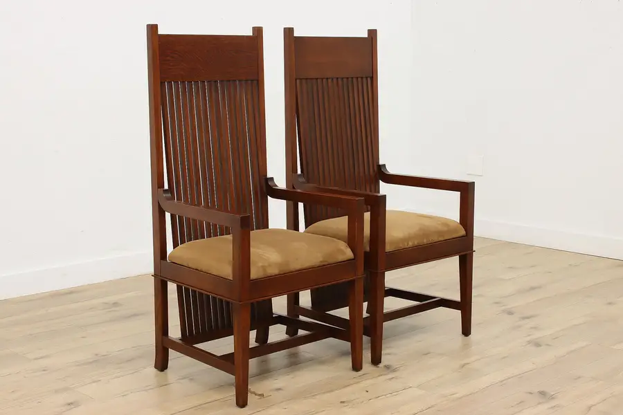 Photo of Pair of Vintage Art & Crafts Mission Oak Craftsman Chairs