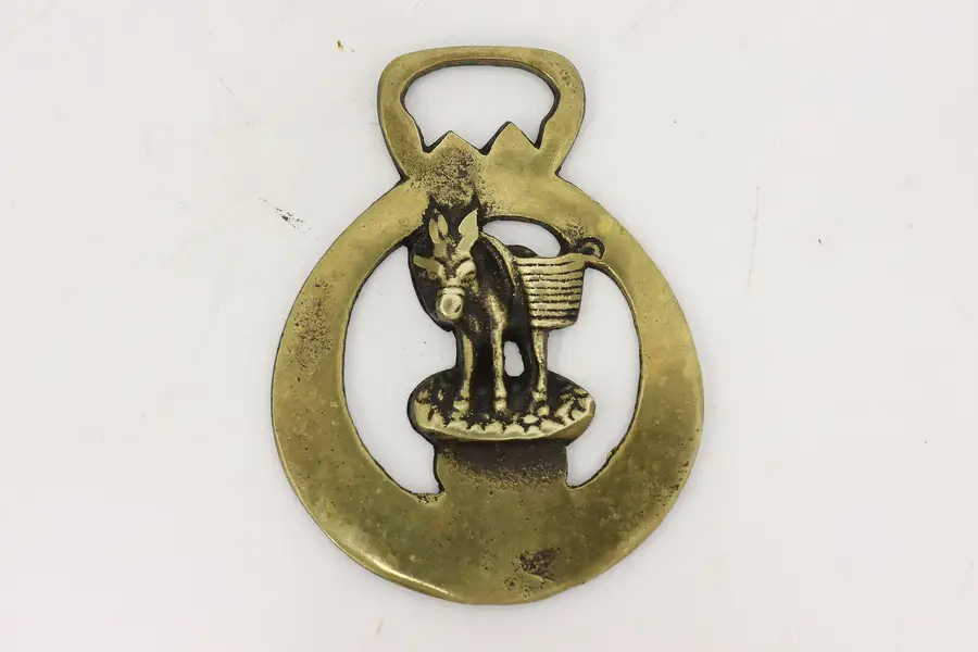 Photo of Horse Antique Brass Harness Medallion, Donkey