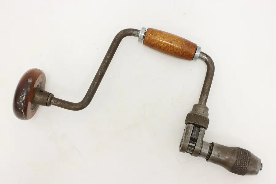 Photo of Industrial Antique Birch & Iron Ratchet Brace Hand Drill