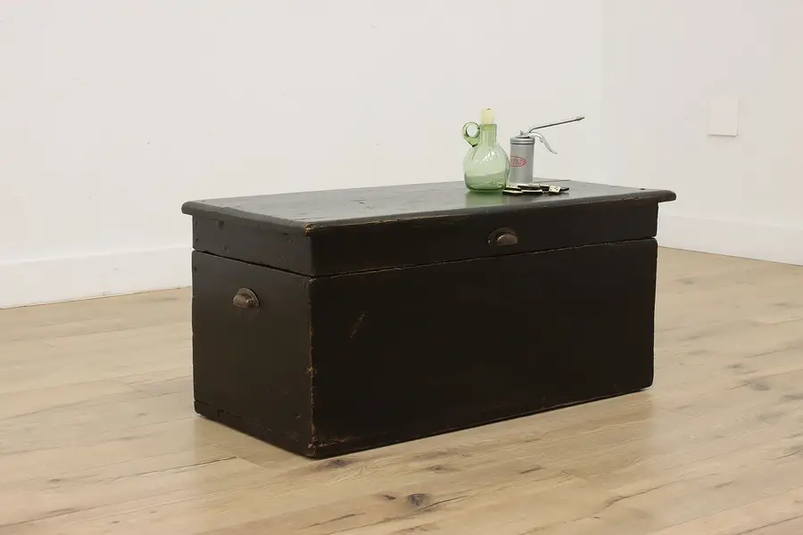 Photo of Farmhouse Antique Painted Pine Chest or Trunk Coffee Table
