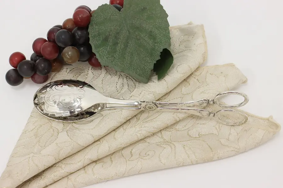 Photo of English Victorian Design Vintage Silverplate Salad Tongs