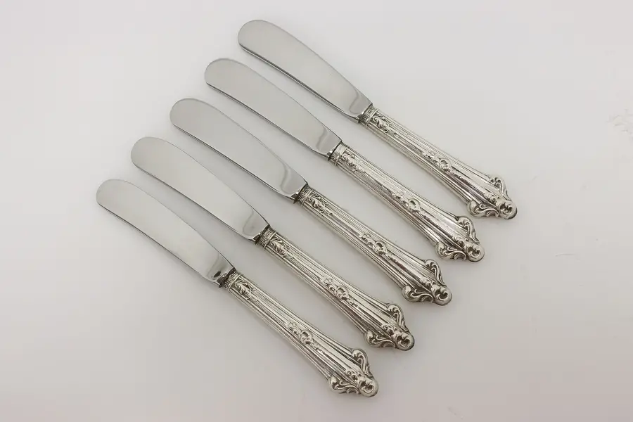 Photo of Set of 5 Vintage Sterling Silver Butter or Cheese Knives