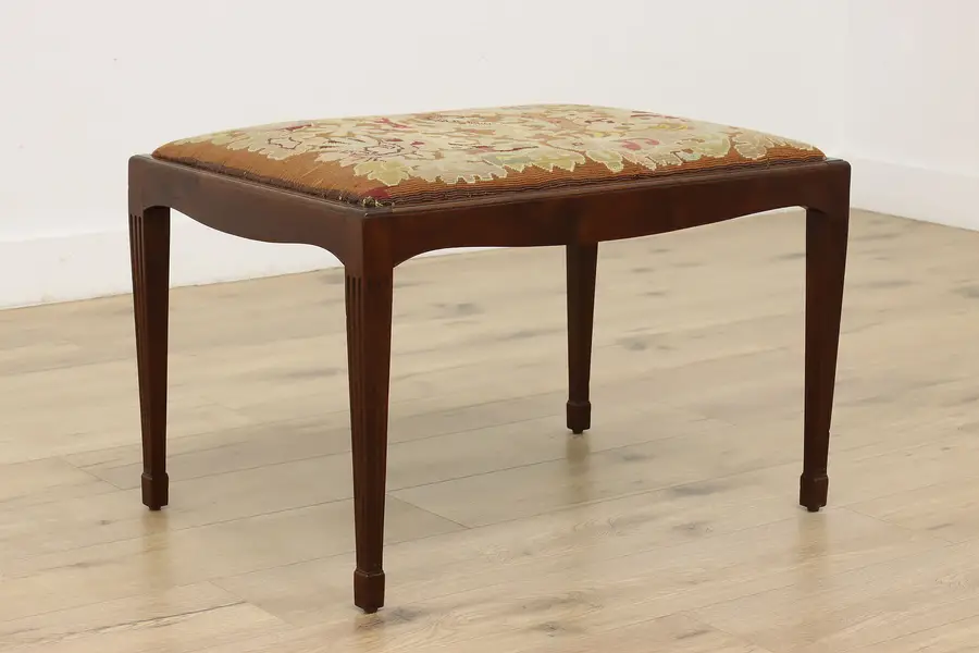Photo of Dutch Antique Mahogany Griffin Needlepoint Stool or Bench