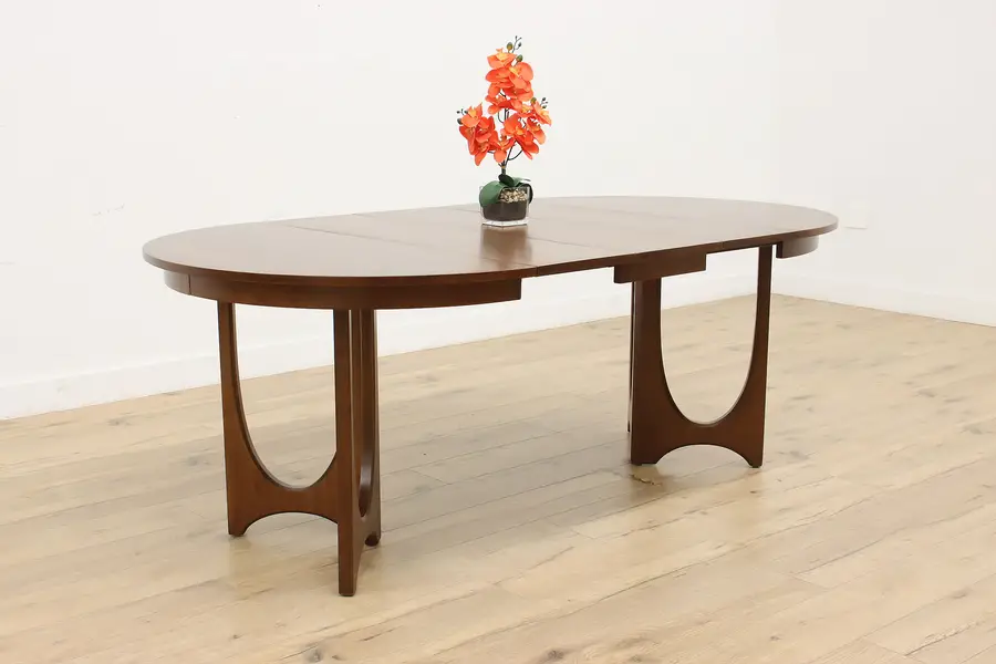 Photo of Midcentury Modern Vintage Walnut Dining Game Table Opens 80"