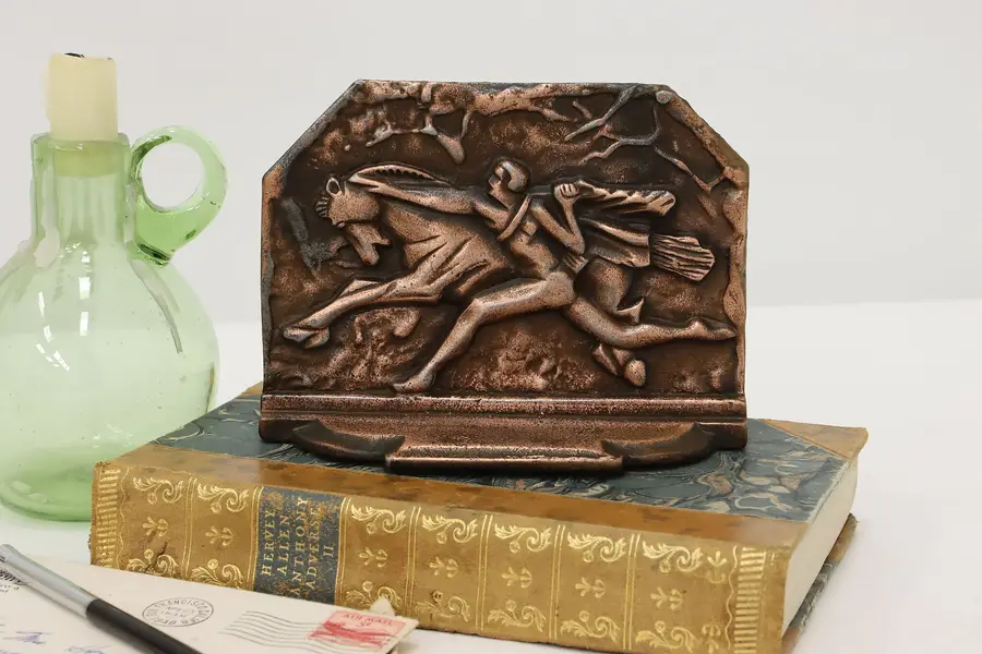 Photo of Art Deco Antique Cast Iron Horse Tamer Bookend or Doorstop
