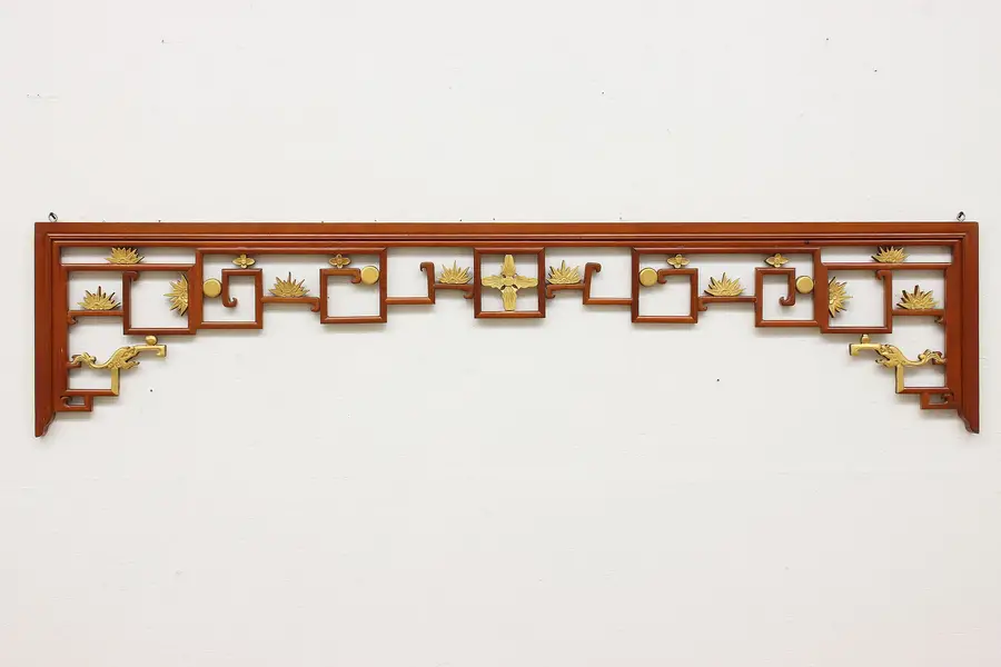 Photo of Chinese Architectural Salvage Vintage Carved Pine Archway 78"