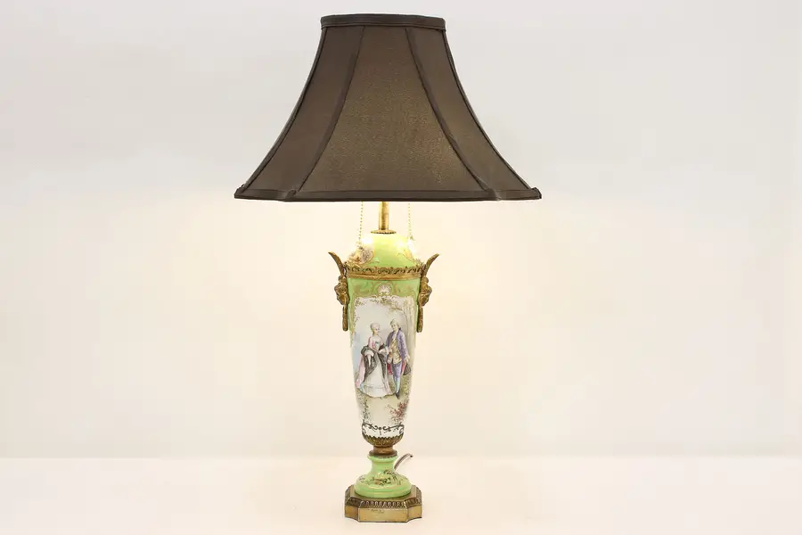 Photo of French Sevres Antique Hand Painted Porcelain Boudoir Lamp