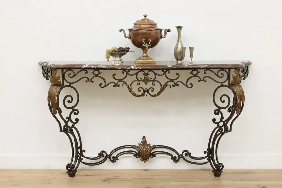 Photo of French Design Vintage Marble & Wrought Iron Entry Console