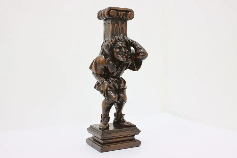 Photo of Renaissance Antique Carved Walnut Salvage Jester Sculpture