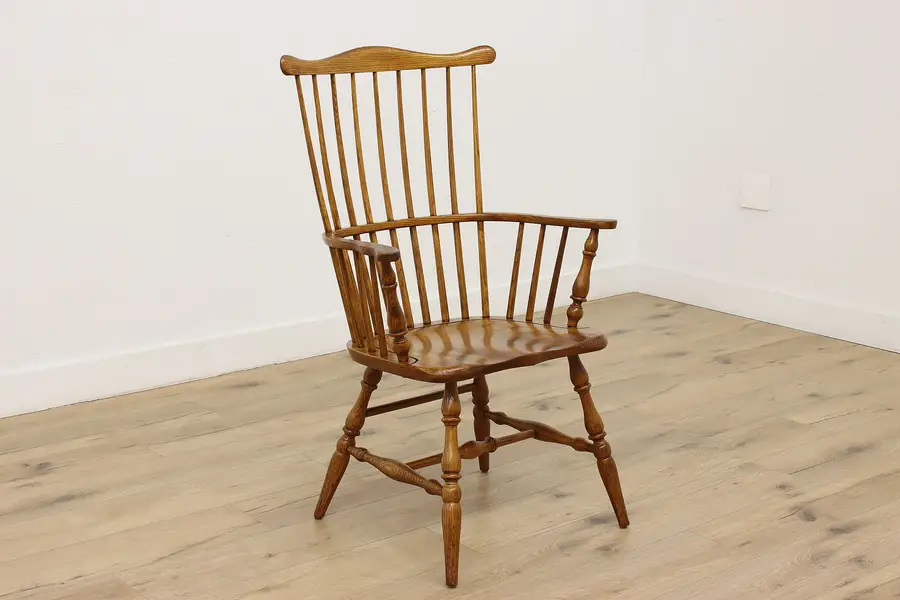 Photo of Farmhouse Vintage Windsor Oak Desk Dining Chair, Tell City
