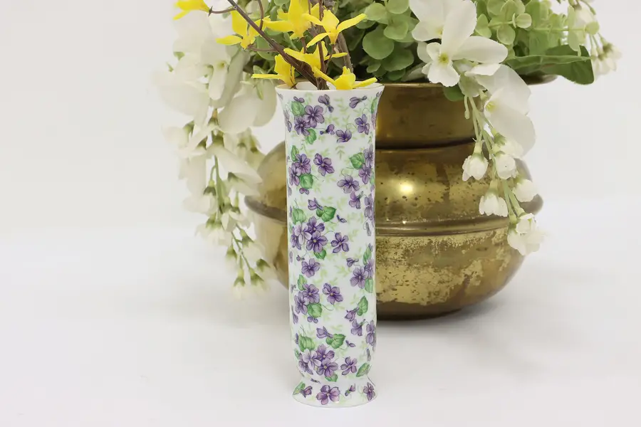 Photo of Lefton Violet Chintz Vintage China Flower Vase