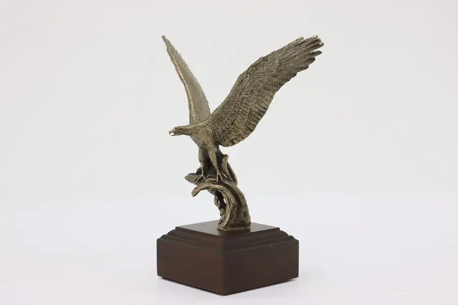 Photo of Bronze Eagle Vintage Sculpture Walnut Base, Shoop