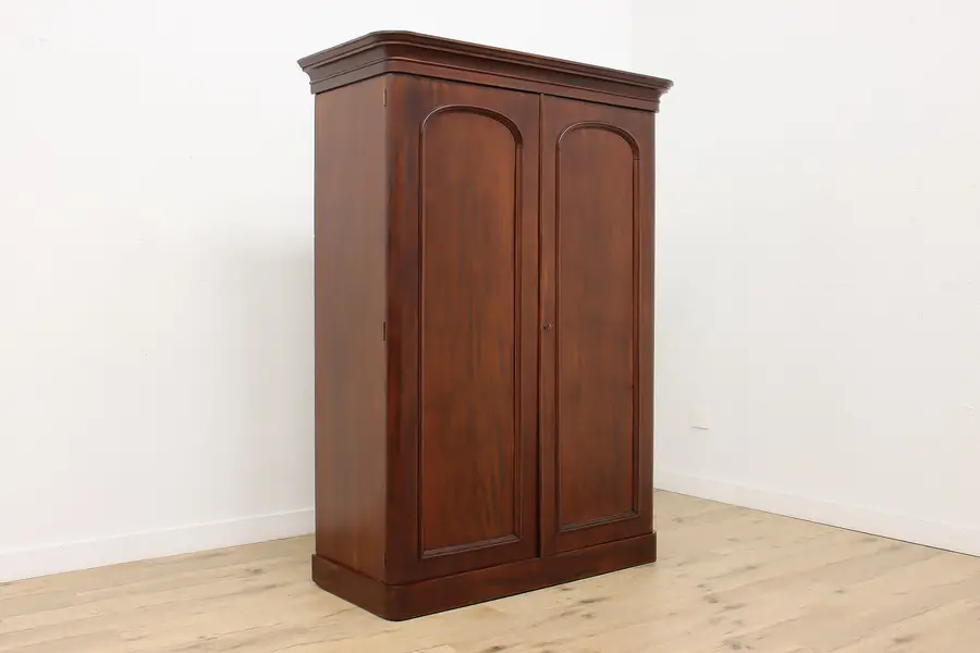 Photo of Victorian English Antique Mahogany Armoire Wardrobe, Closet
