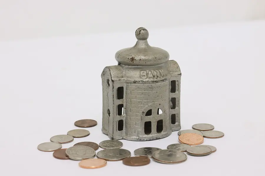Photo of Farmhouse Antique Cast Iron Bank Coin Bank