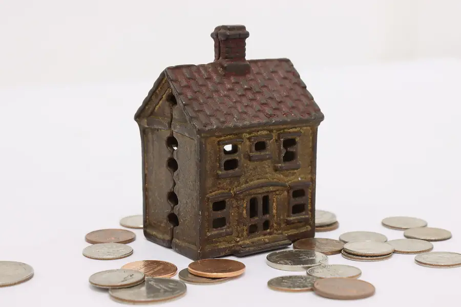 Photo of Victorian Antique Painted Cast Iron House Coin Bank