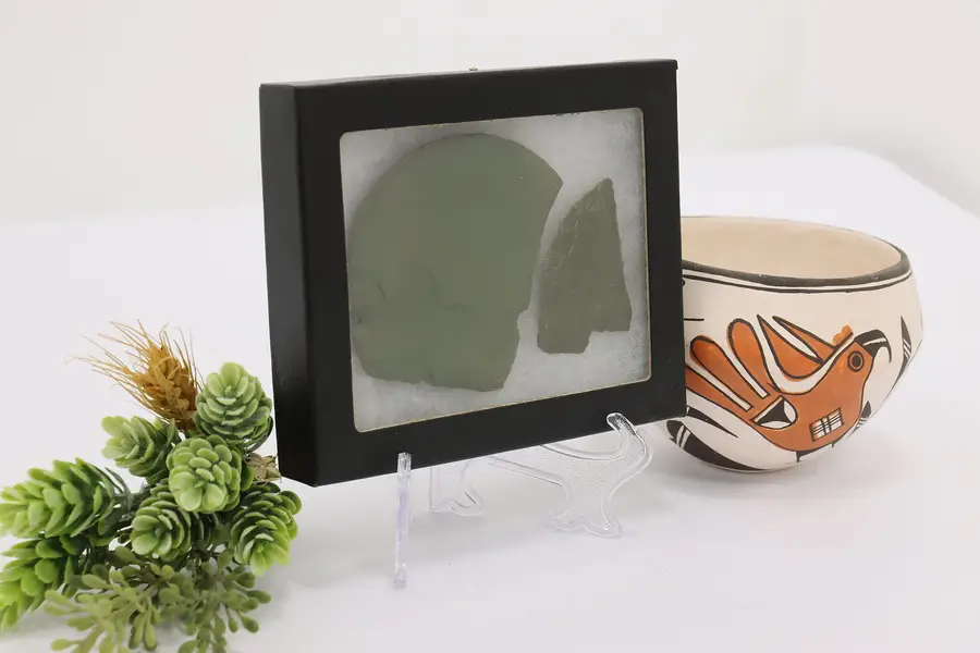 Photo of Pair of Antique Indigenous Stone Tool Sharps & Case