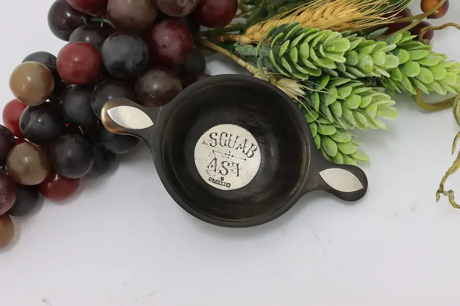 Photo of Irish Tasting Cup Antique Carved Horn & Silver Wine Taster