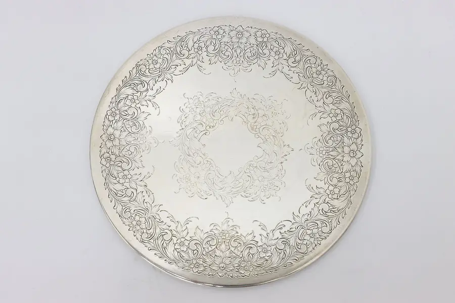 Photo of Victorian Antique Engraved Silverplate Trivet Hot Pad 8"