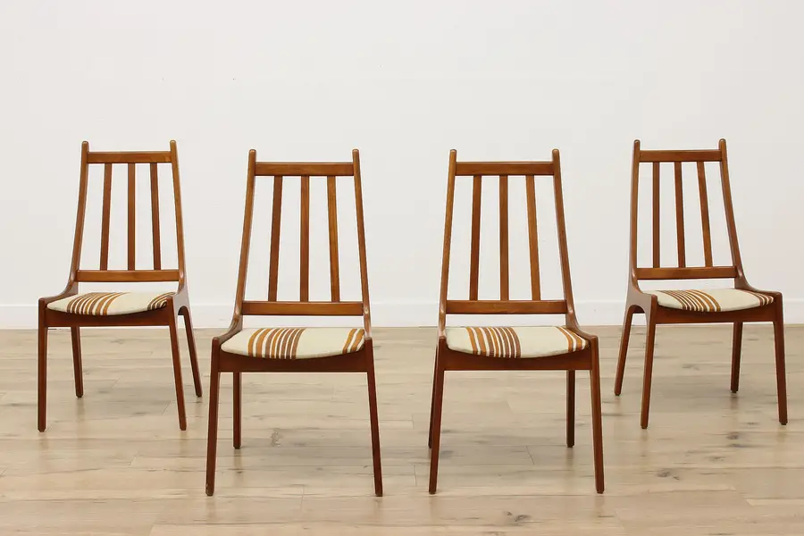 Photo of Set of 4 Midcentury Modern Upholstered Teak Chairs, Nordic