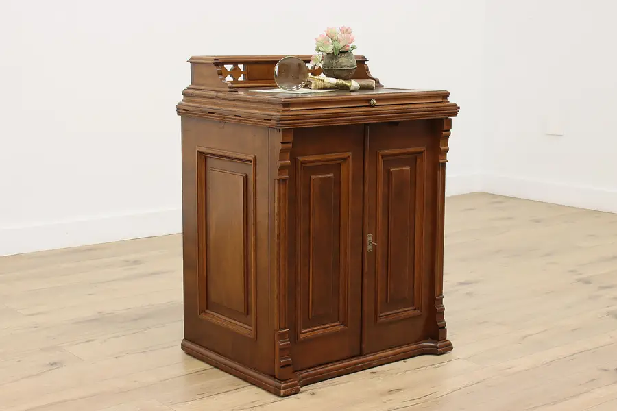 Photo of Victorian Eastlake Antique Desk, Hall Console, Bar Cabinet