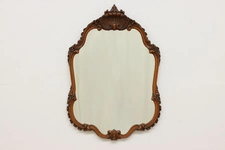 Photo of French Design Vintage Carved Birch Hall or Bath Mirror
