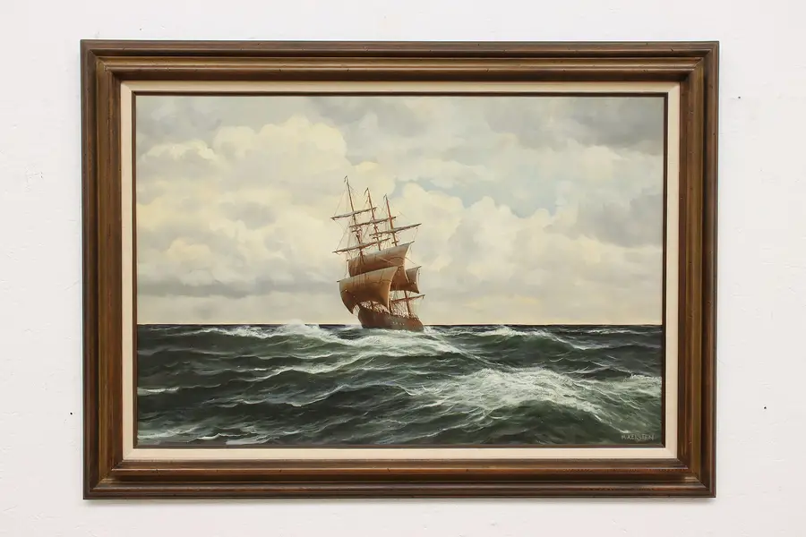Photo of Ocean Journey Vintage Original Oil Painting, Kersten 43"