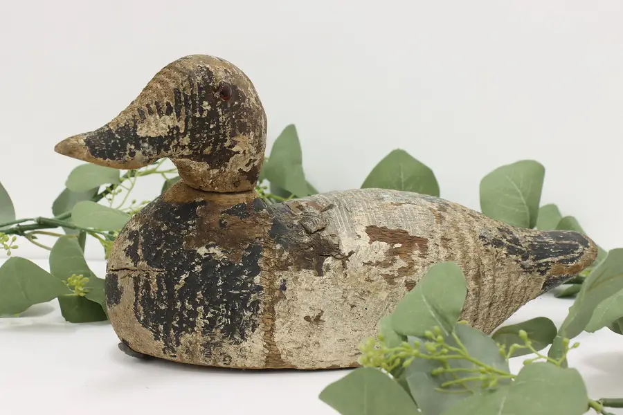 Photo of Farmhouse Antique Carved & Painted Duck Decoy Sculpture
