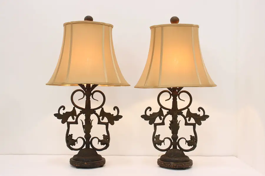 Photo of Pair of Spanish Colonial Vintage Bedroom or Library Lamps