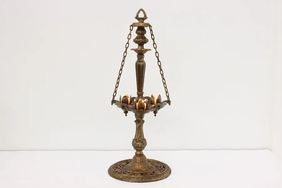 Photo of Gothic Vintage Cast Iron Candelabra on Chains, Floral