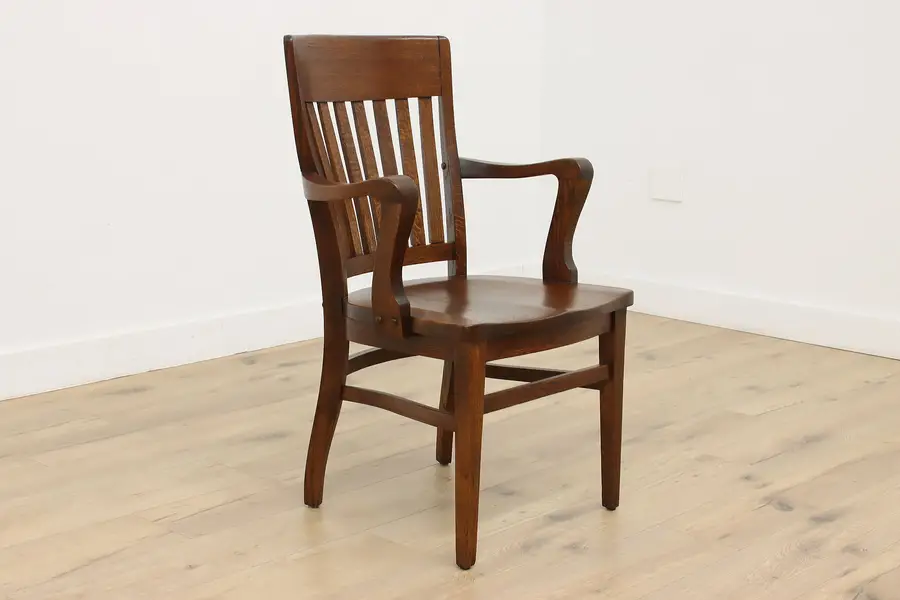 Photo of Arts & Crafts Mission Antique Oak Library or Office Desk Chair