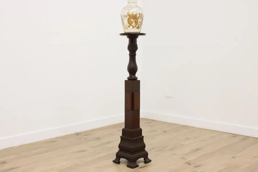 Photo of Empire Design Antique Carved Mahogany Plant Stand Pedestal